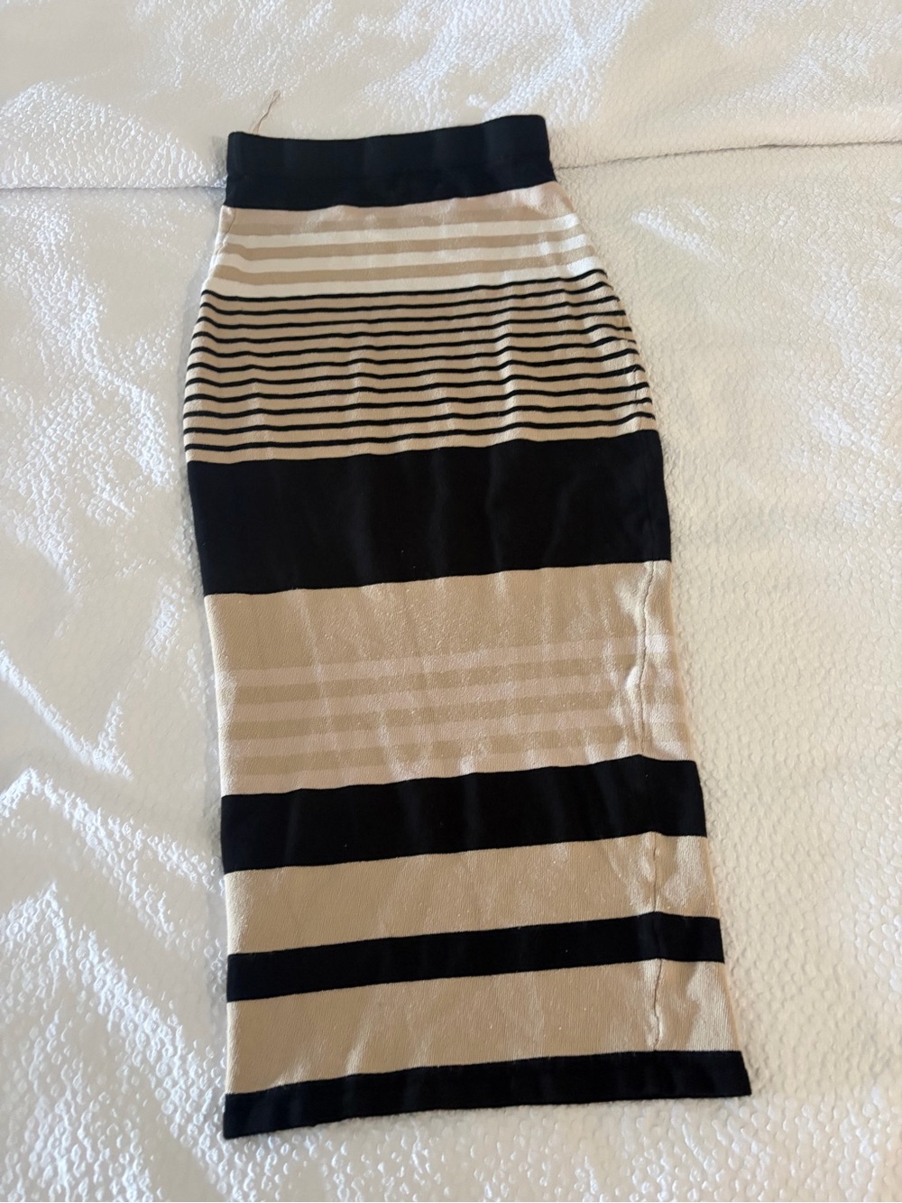 Hera Collection Beige and Black Striped Knit Pencil Skirt